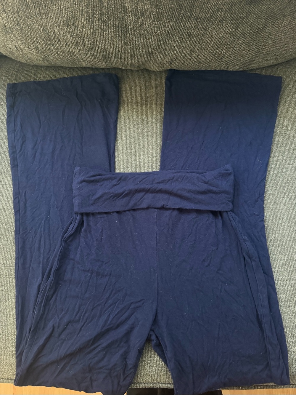 & Other Stories Navy Wide-Leg flared with Folded Waistband